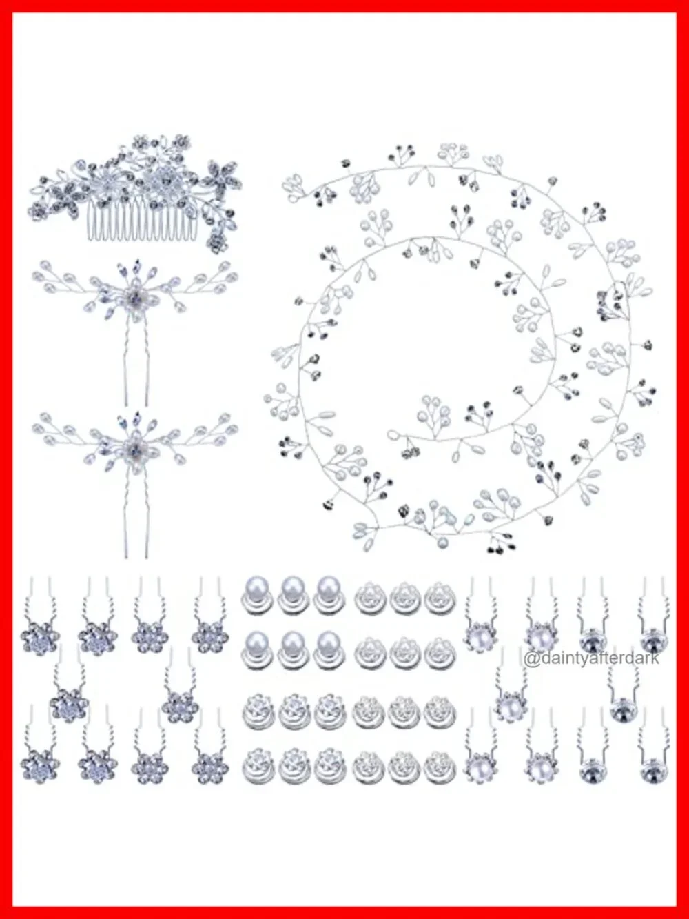 48 Pack Pearl Rhinestone Hair Pins Bridal Wedding Hair Accessories U-Shape